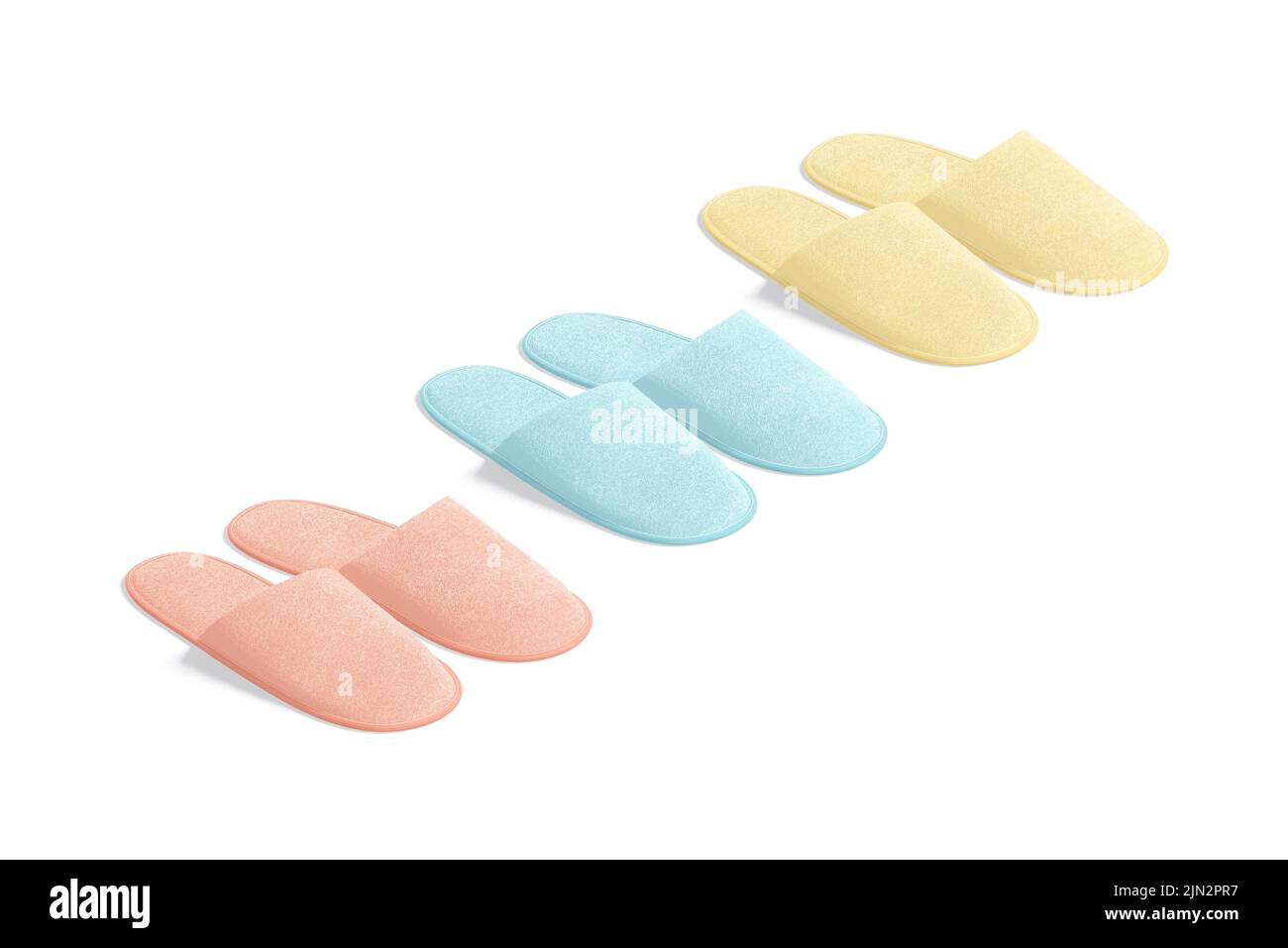 Blank colored home slippers mockup, side view Stock Photo