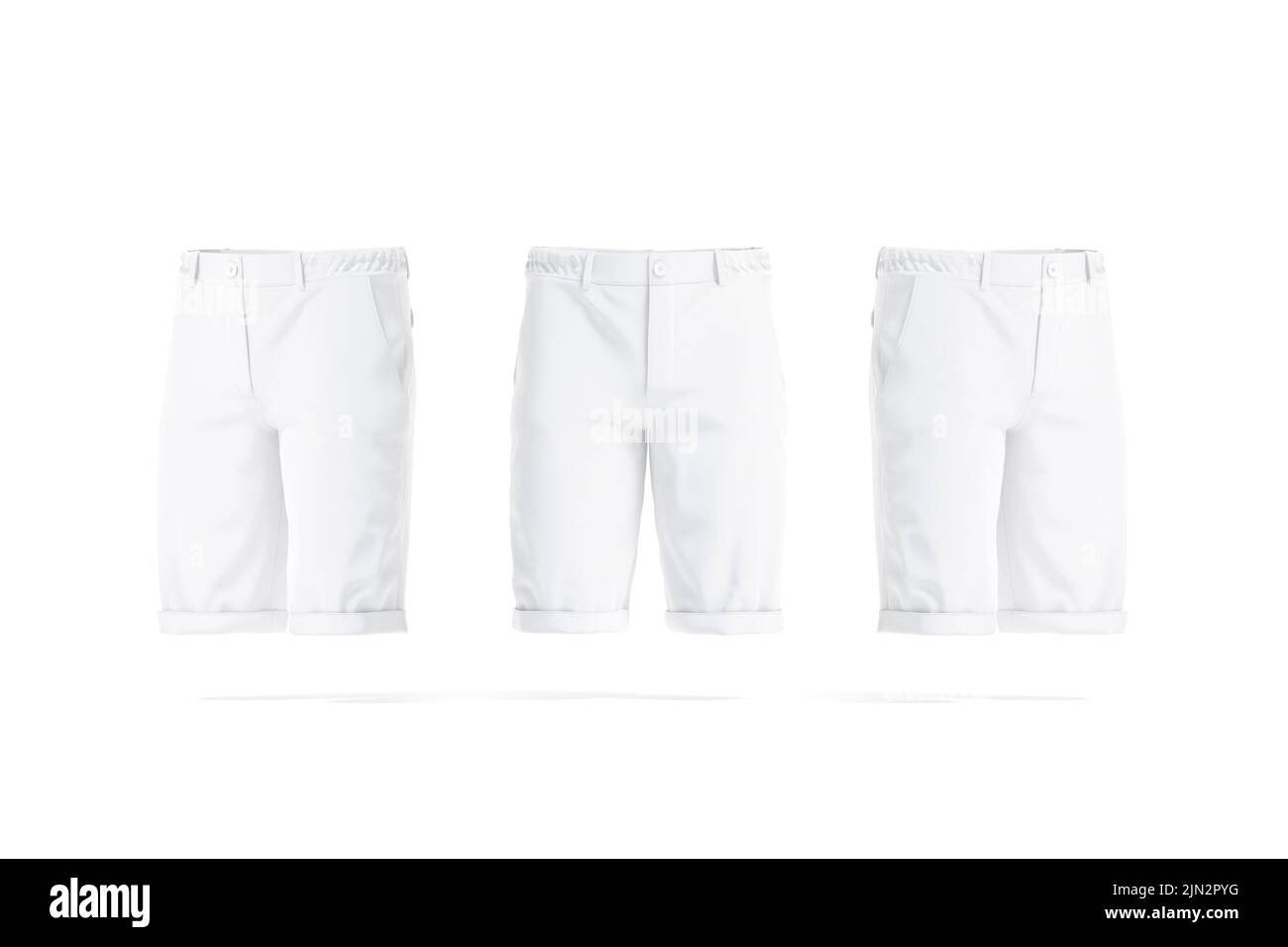 Blank white men shorts mockup, front and side view Stock Photo