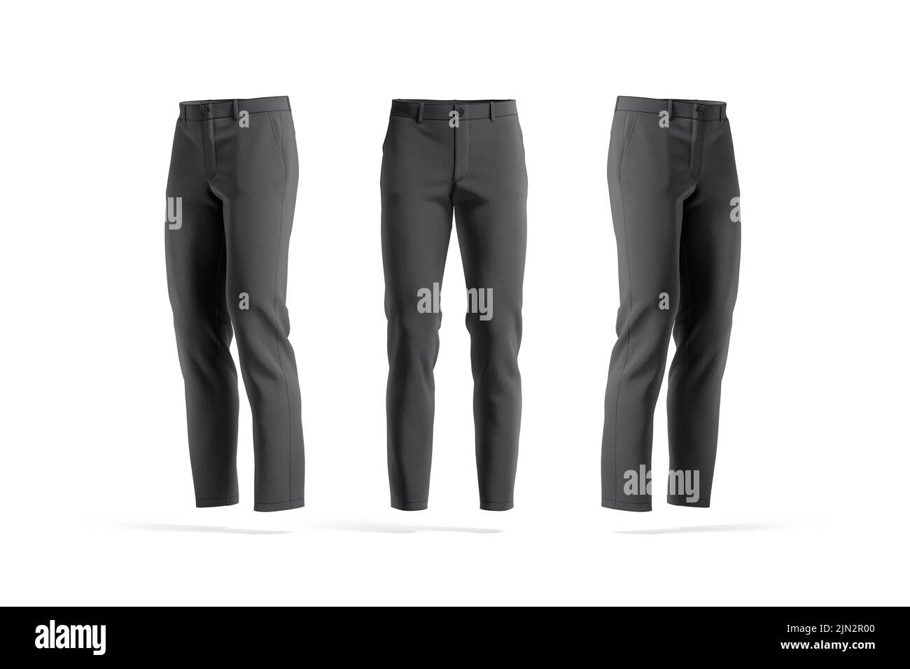 Blank black man pants mockup, front and side view Stock Photo