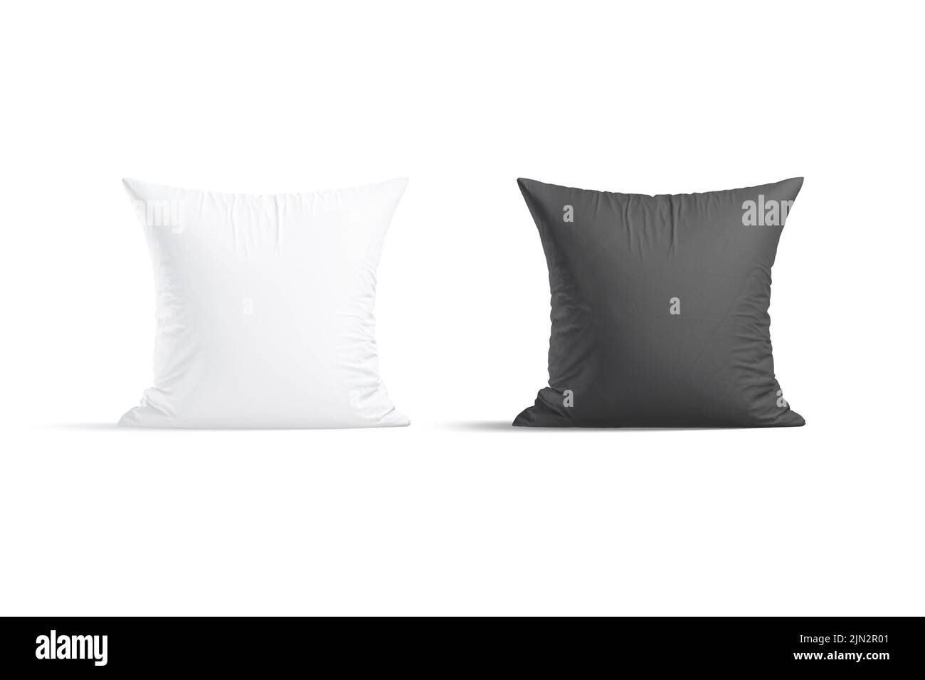 Blank white and black square pillow mockup stand, front view Stock Photo