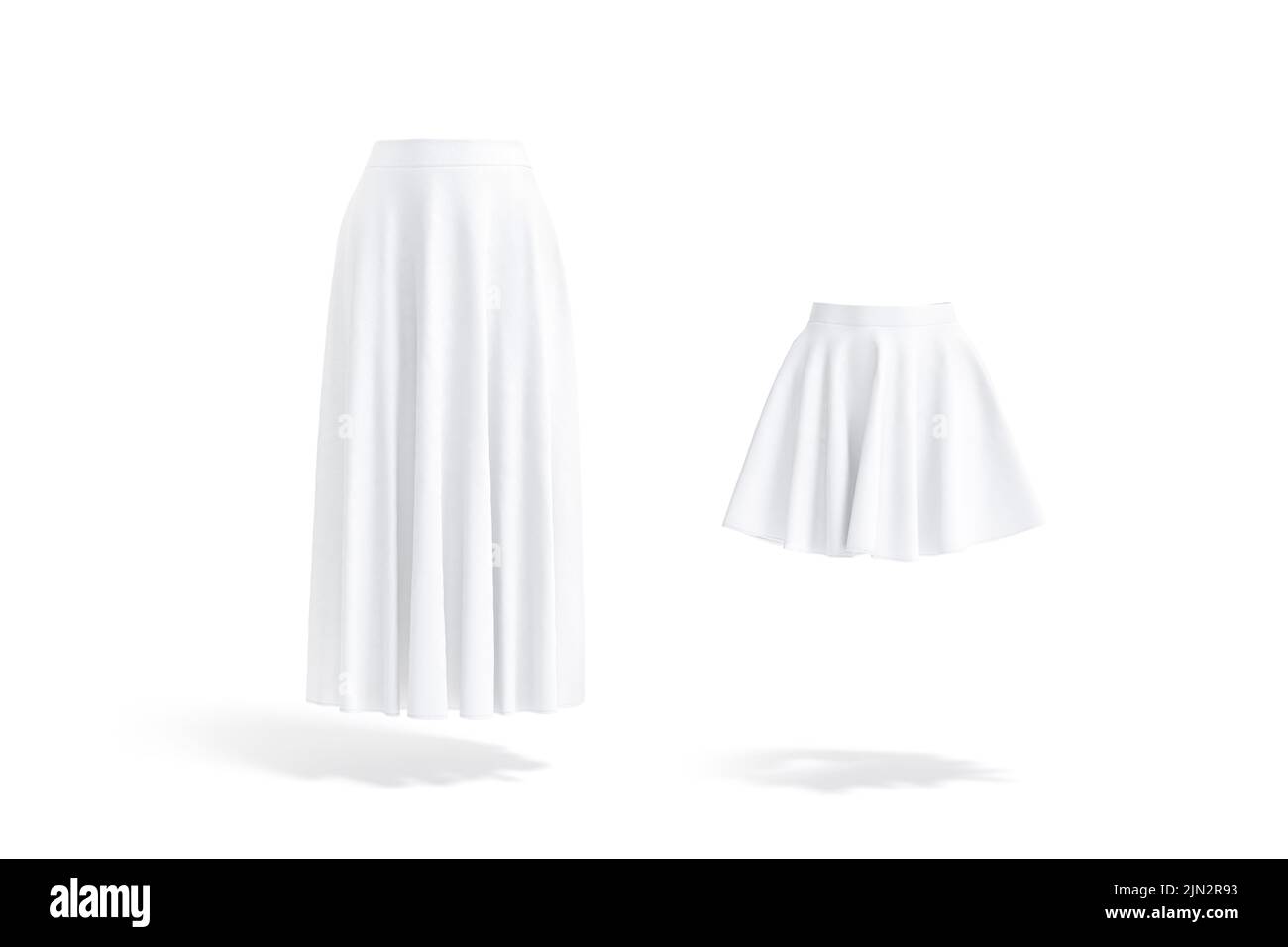 Blank white women maxi and mini skirt mockup, front view Stock Photo