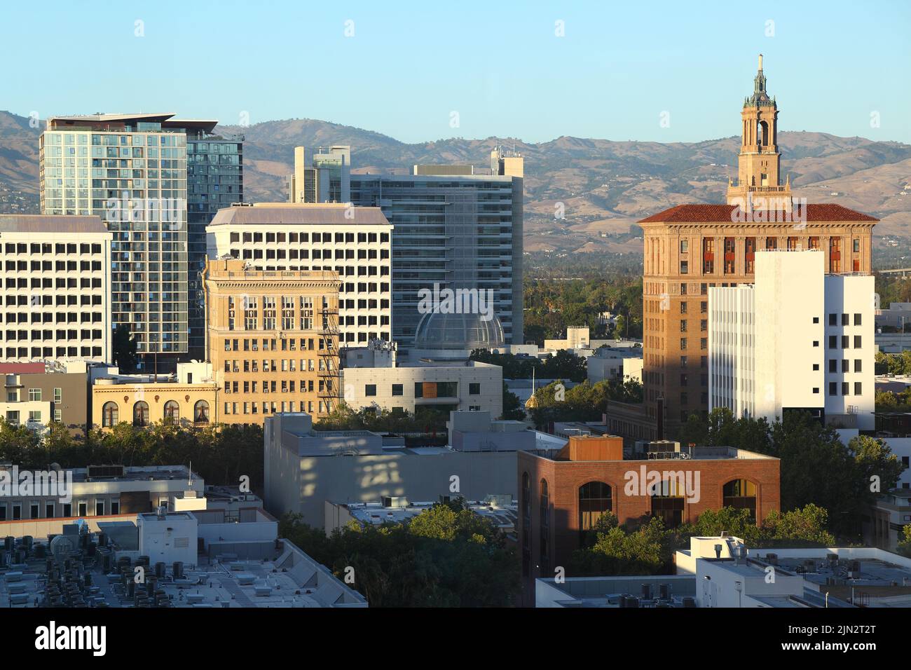 Downtown San Jose at Sunset, California Stock Photo