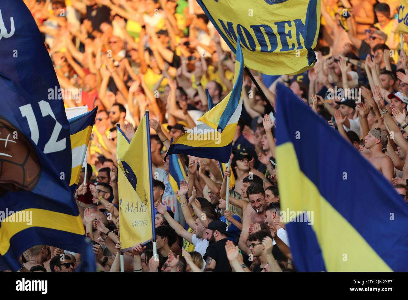 Modena, Italy, June 2022, Modena Football Club 2018 yellow flag