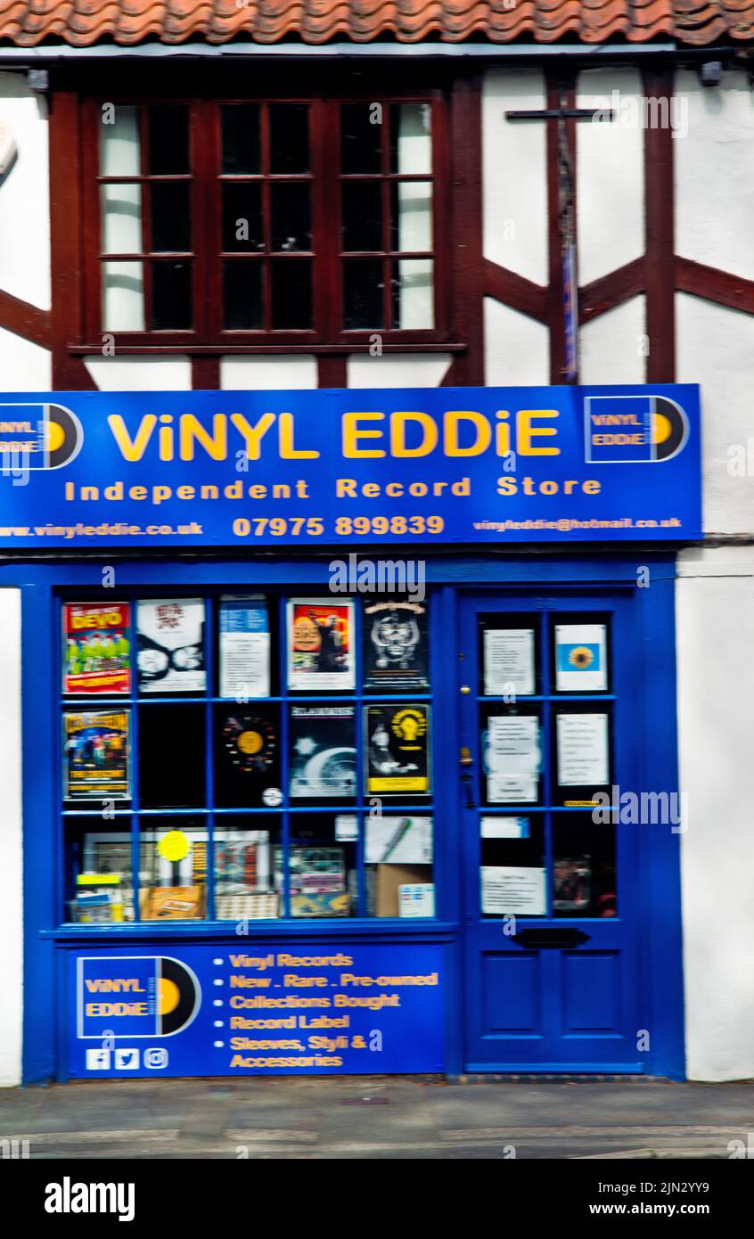 Vinyl Eddies Record Store, Tadcaster Road, Dringhouses, York, England Stock Photo