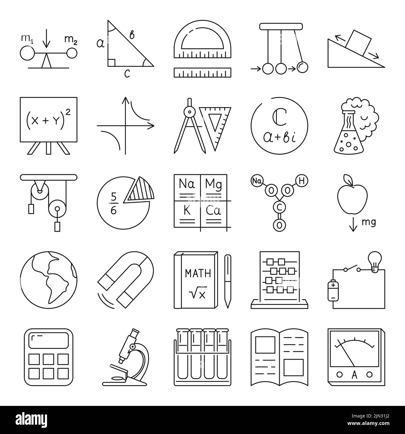 Education icons set in line style. Vector illustration Stock Vector ...