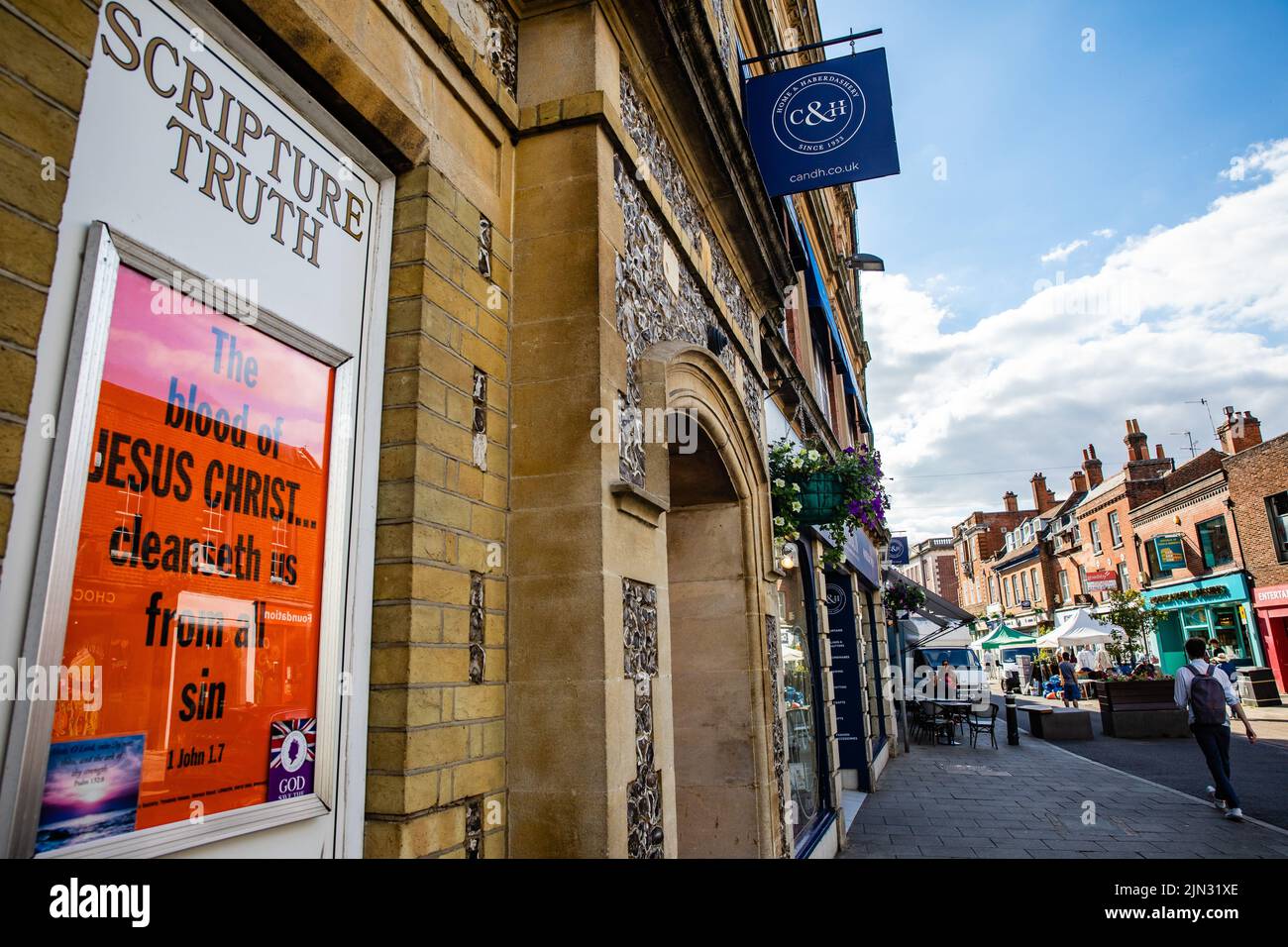 Winchester, UK. 15th July, 2022. A scripture notice is pictured outside the Welcome Gospel Hall. The gospel hall opened in 1898 as the Winchester Soldiers' Home and Mission. Credit: Mark Kerrison/Alamy Live News Stock Photo