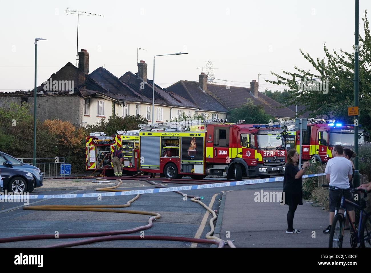 Emergency services at the scene in Crayford Way, Crayford, south east