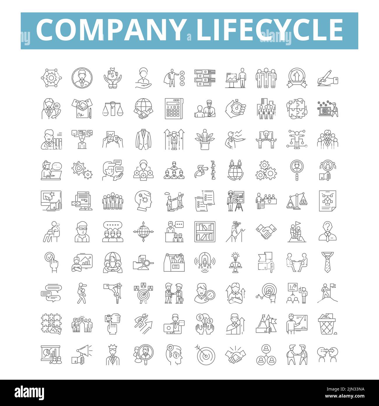 Company lifecycle icons, line symbols, web signs, vector set, isolated ...
