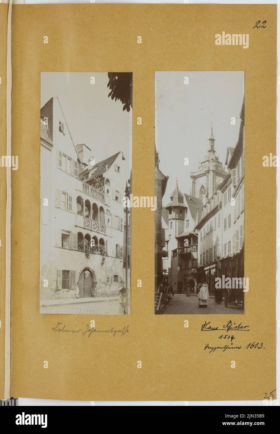 Stiehl Otto (1860-1940): sketch and photo album 16: residential building Johannisgasse, Colmar. Haus Pfister, Colmar Stock Photo