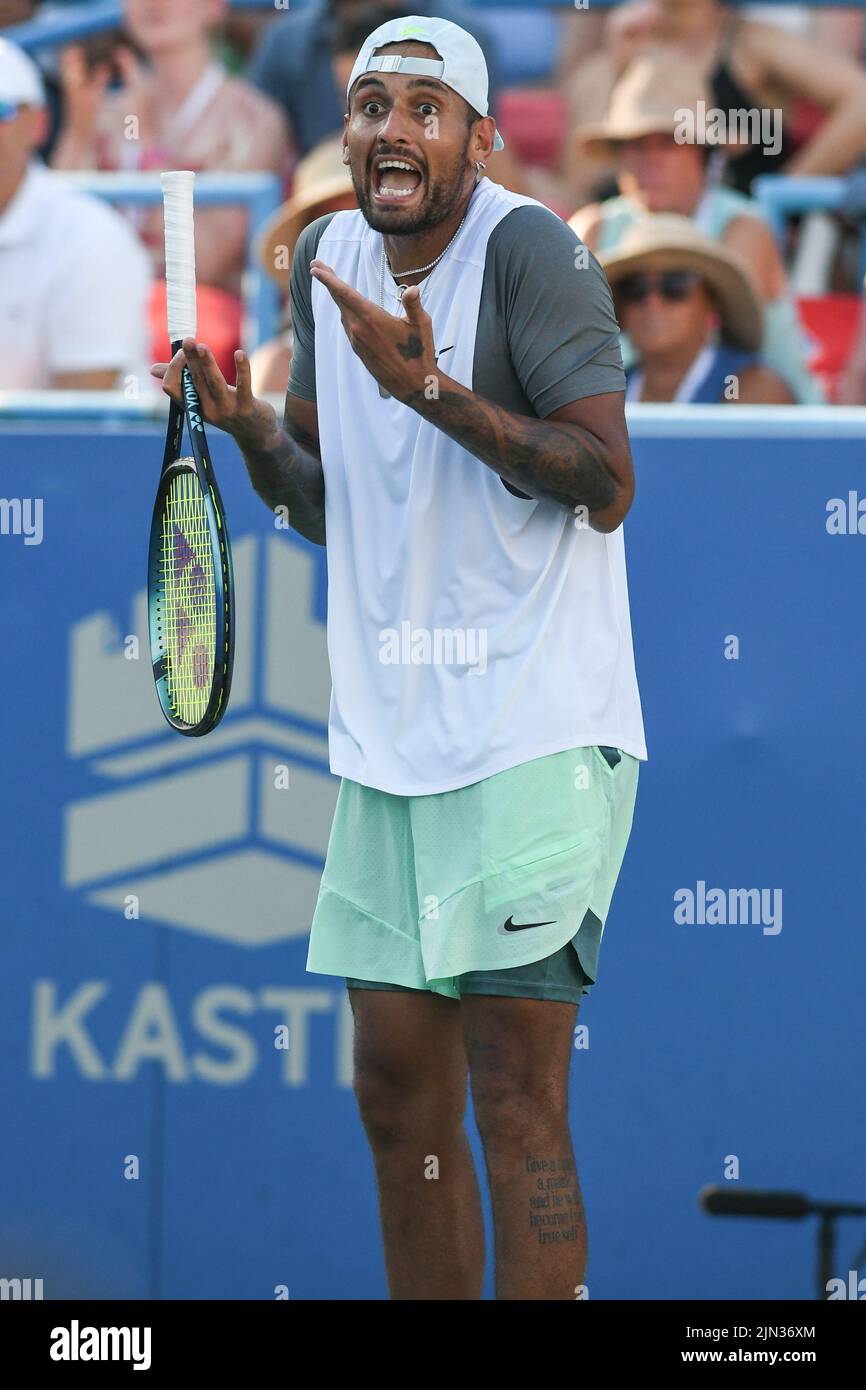 Washington, D.C, USA. 7th Aug, 2022. NICK KYRGIOS Reacts After Losing A ...