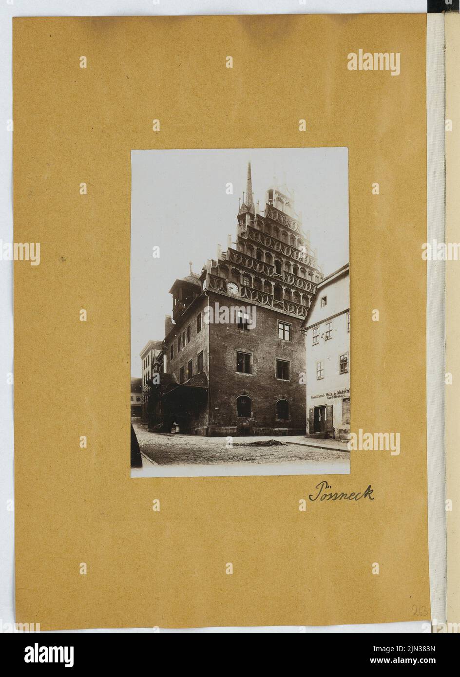 Rathaus, Pößneck: View (from: Sketch and Photo Album 20) Stock Photo