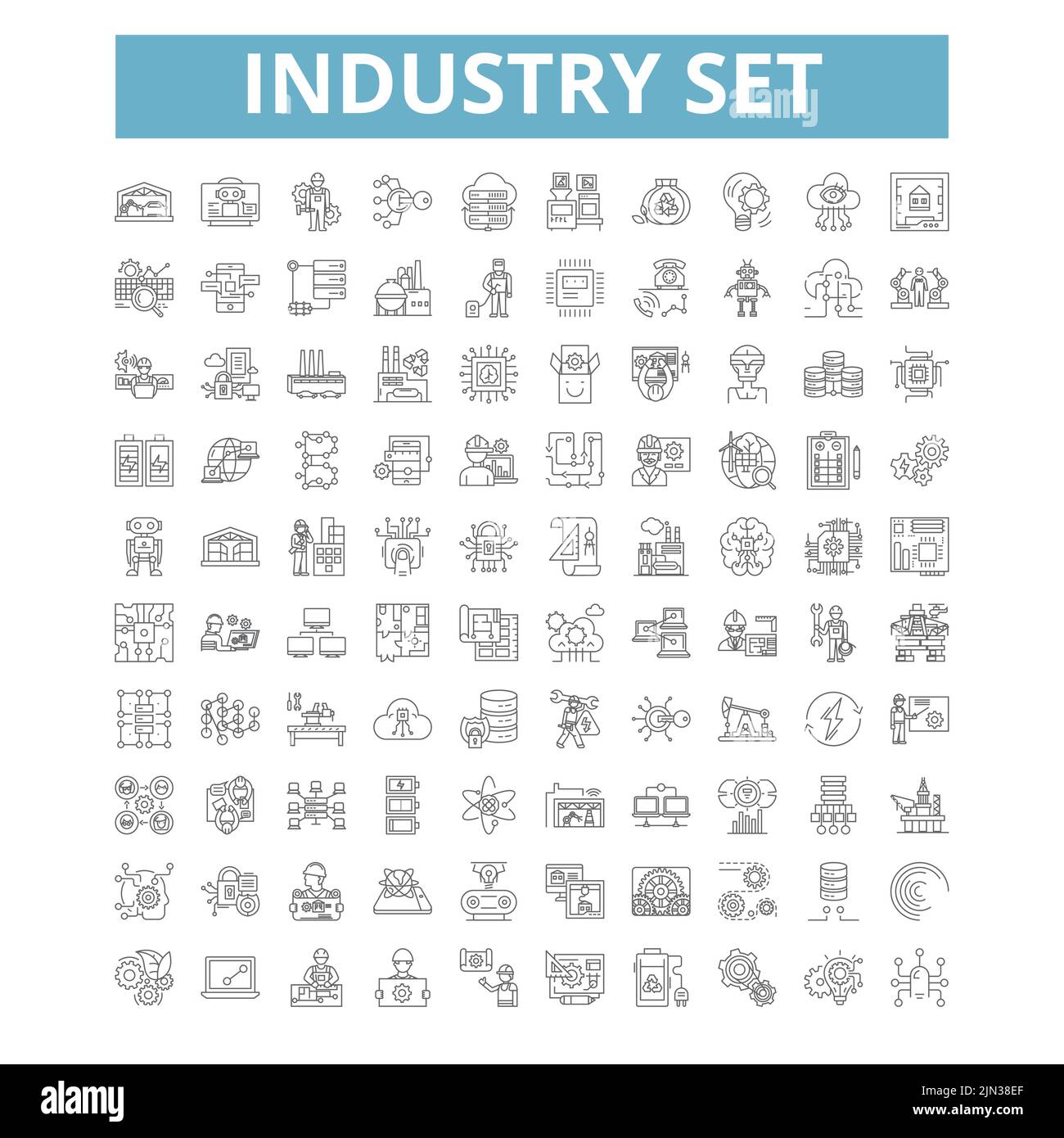 Industry set icons, line symbols, web signs, vector set, isolated illustration Stock Vector
