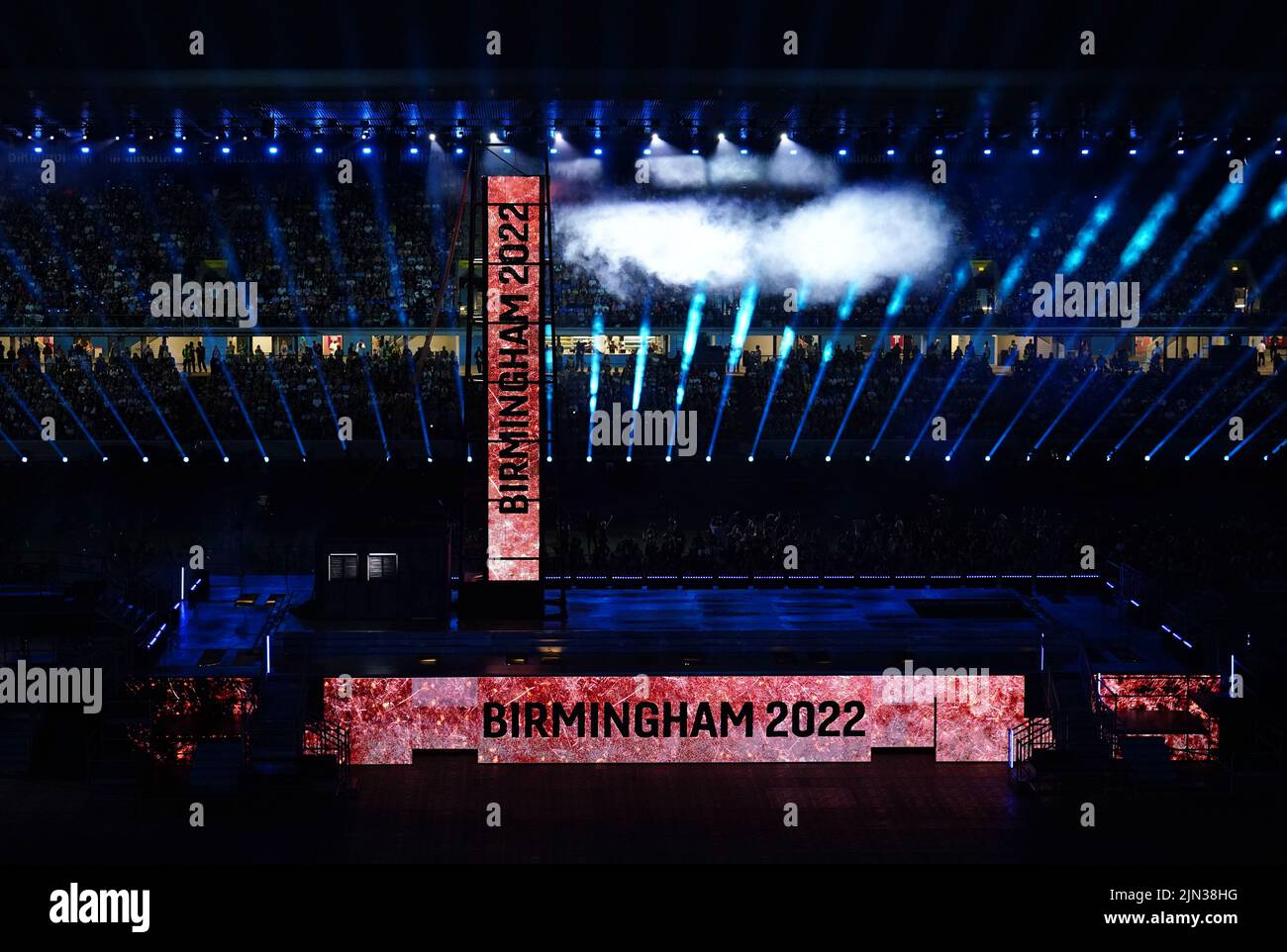A view of the stage during the Closing Ceremony for the 2022 Commonwealth Games at the Alexander Stadium in Birmingham. Picture date: Monday August 8, 2022. Stock Photo