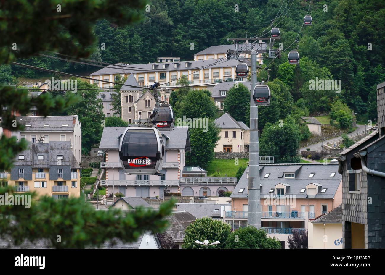 Telecabine de Cauterets, ski lifts in Cauterets Haute Pyrenees Stock