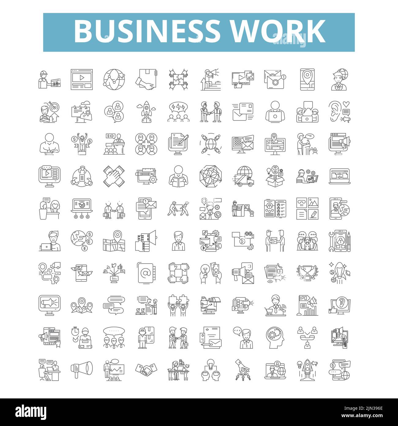 Business work icons, line symbols, web signs, vector set, isolated ...