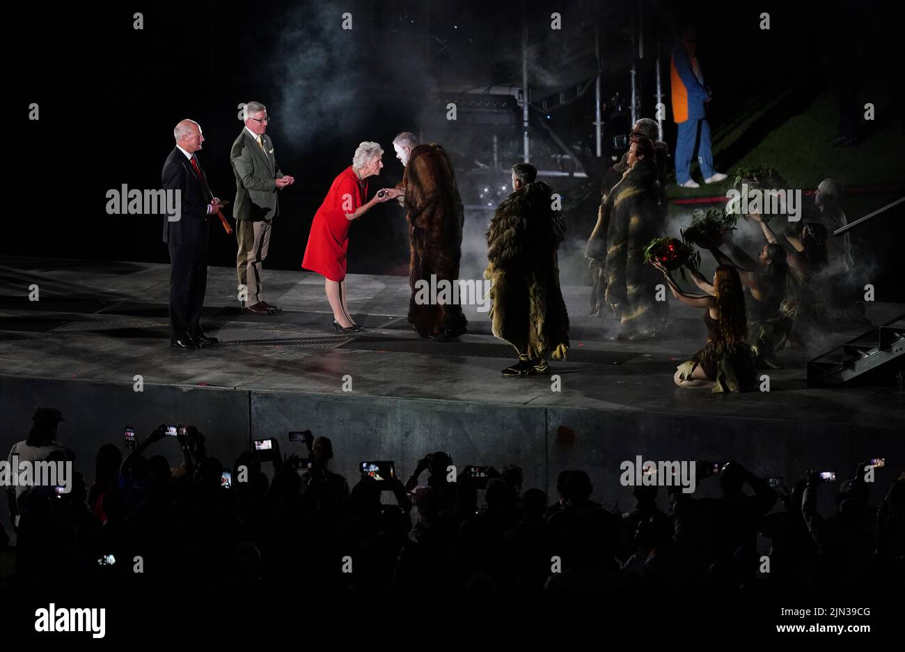 Dame Louise Martin, President of the Commonwealth Games Federation, on stage during the Closing Ceremony for the 2022 Commonwealth Games at the Alexander Stadium in Birmingham. Picture date: Monday August 8, 2022. Stock Photo