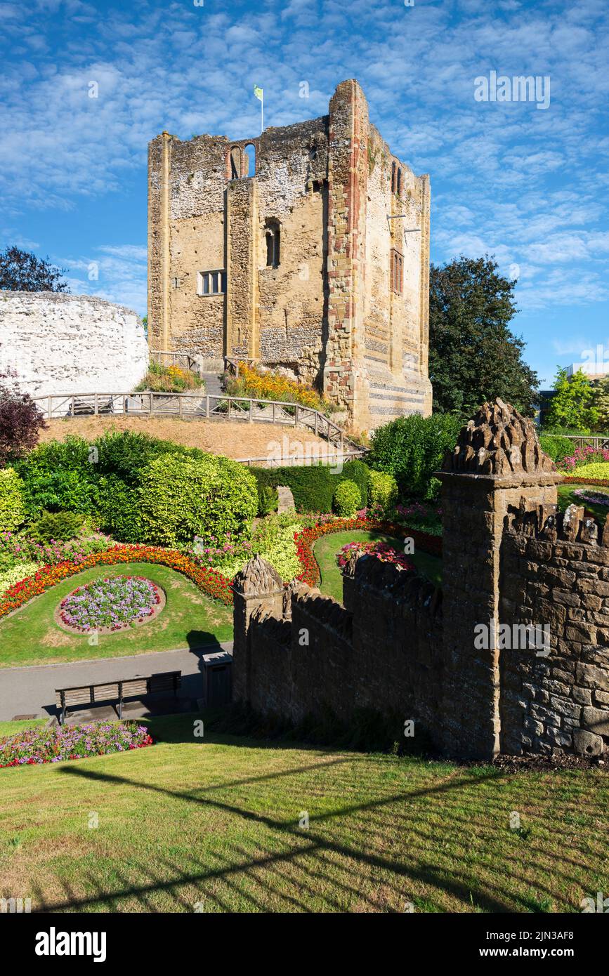 Guildford Castle keep dating from the 12th centruy, on an August morning, Guildford, Surrey, England, United Kingdom Stock Photo