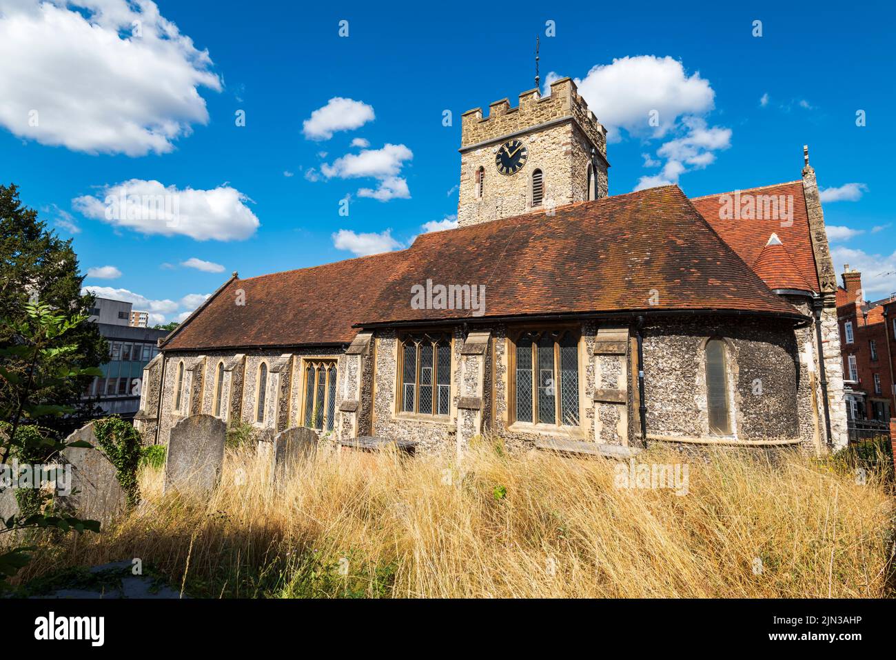 St Mary's church on Quarry Street, Guildford, Surrey, England, UK Stock Photo