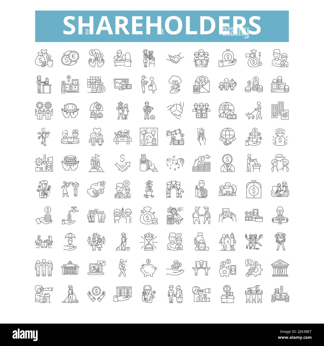 Shareholders icons, line symbols, web signs, vector set, isolated ...
