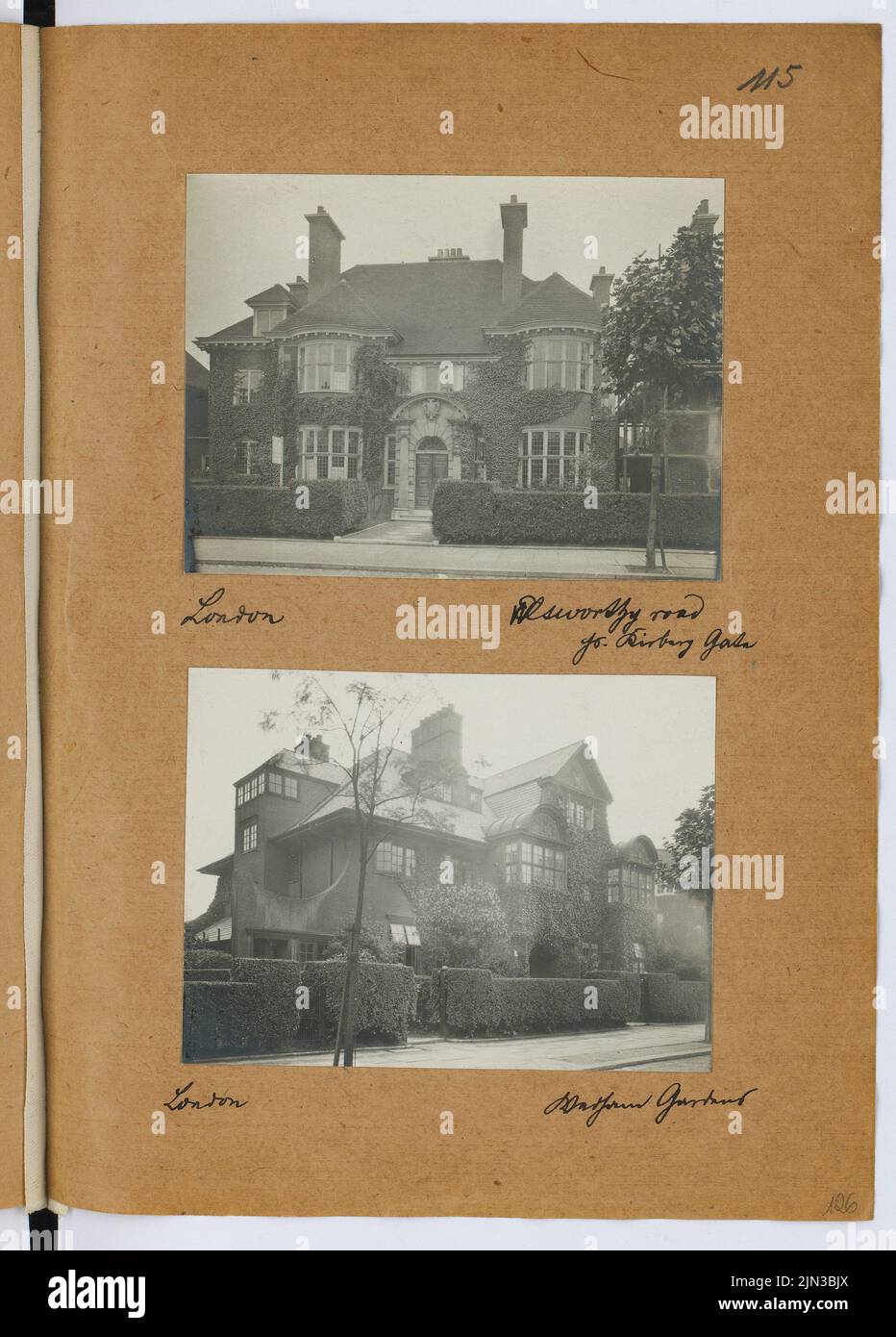 Kerby Gate Elsworthy Road, London. Villa Wadham Gardens, London: Views (from: Sketch and Photo Album 26) Stock Photo