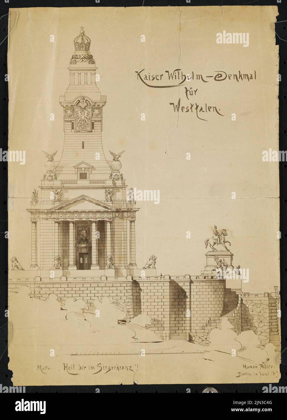 CARTE POSTALE PORTA Westfalica, partie locale avec rivière et monument