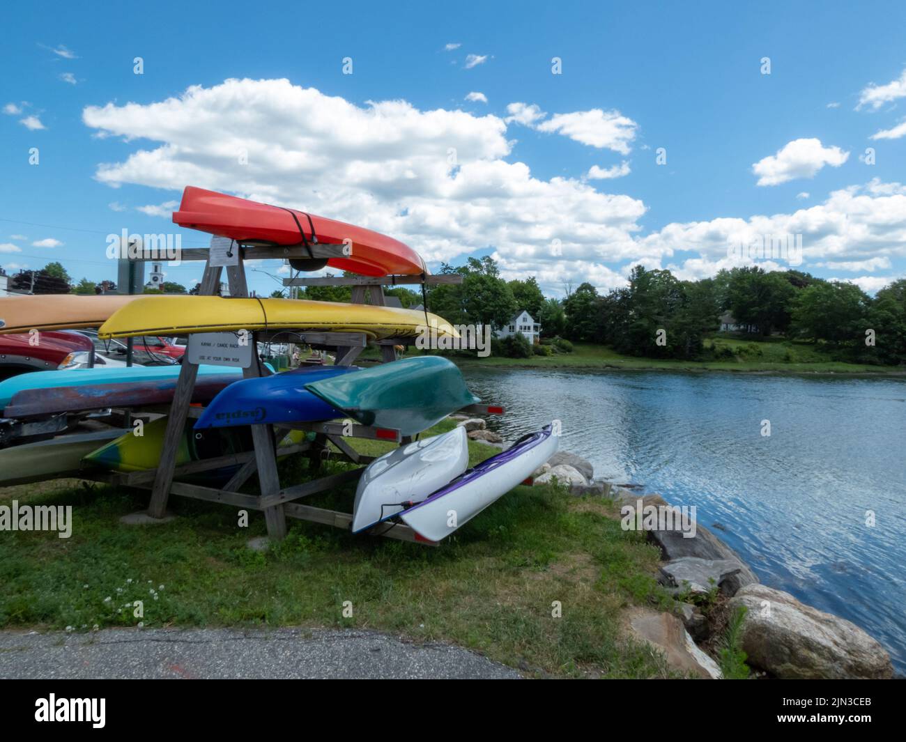 Damariscotta, ME USA July 4, 2022 Damariscotta Riverfront view from