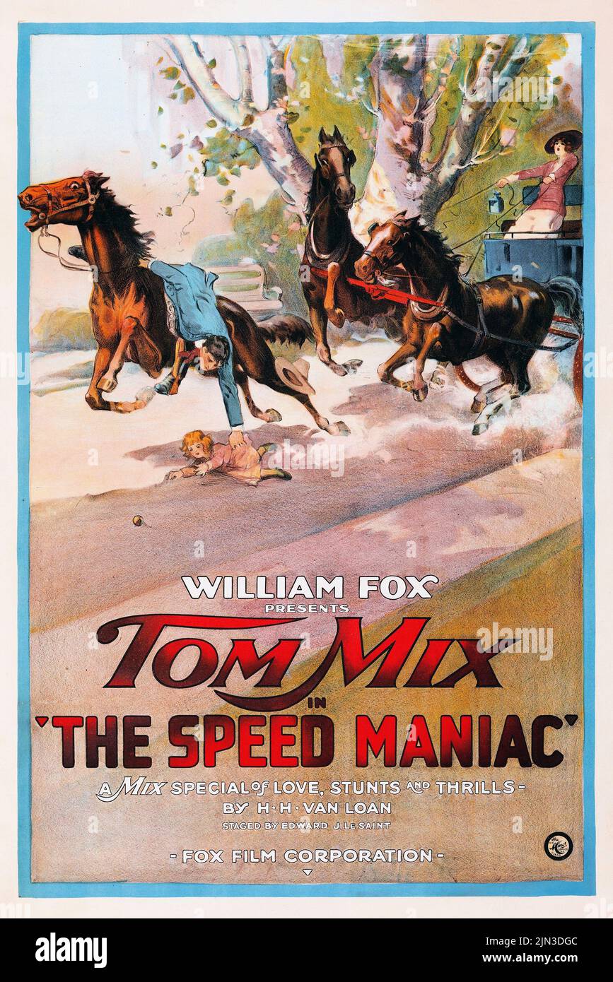 Vintage film poster - Tom Mix in The Speed Maniac (Fox, 1919) Stock Photo