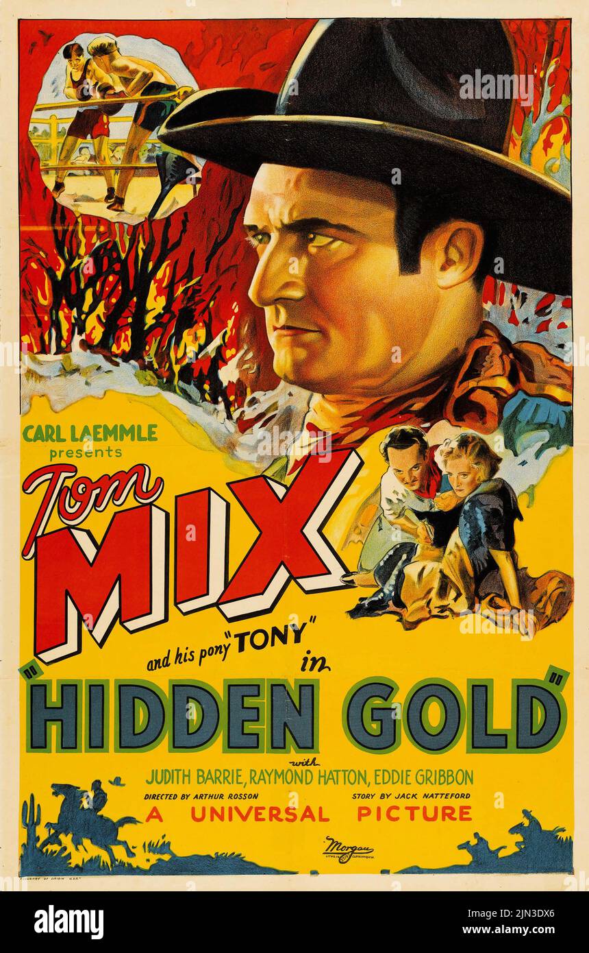 Tom Mix - Hidden Gold (Universal, 1932) Western vintage film poster Stock Photo