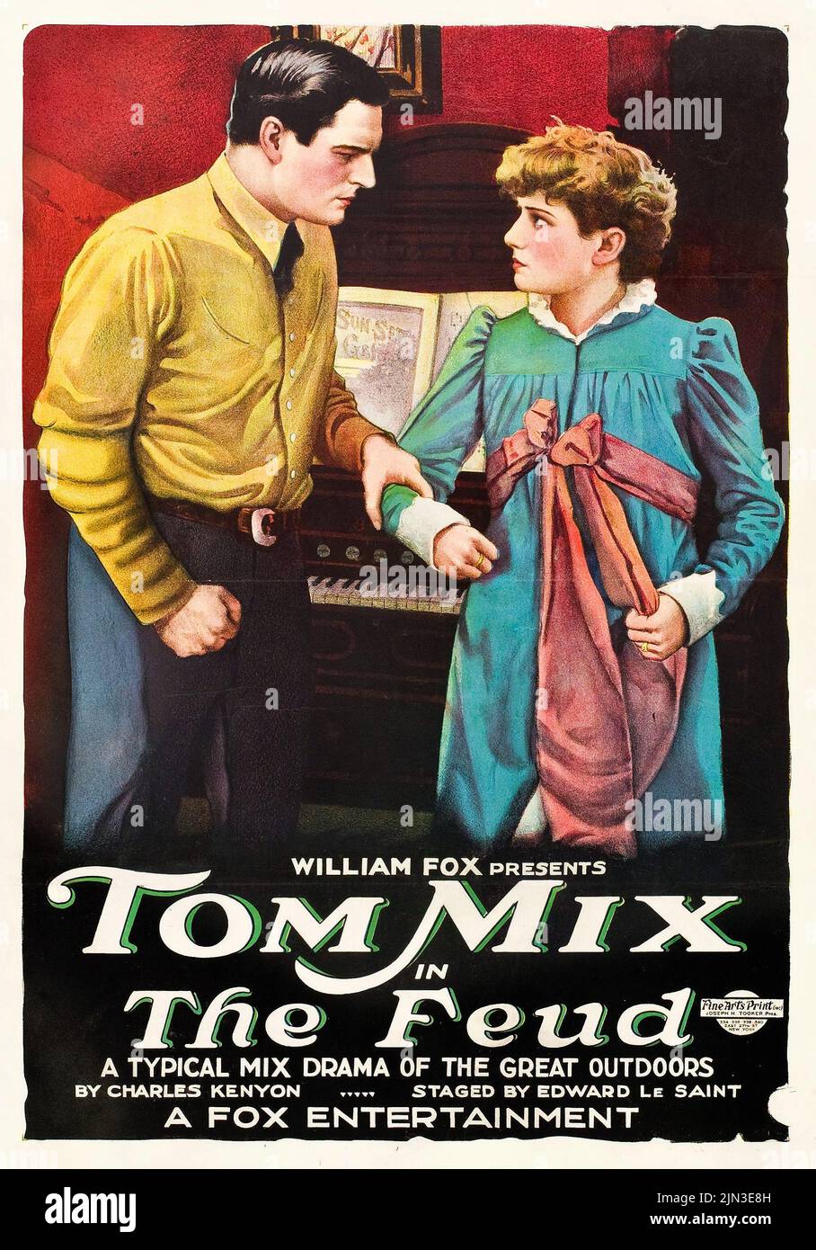 Vintage movie poster for the American film The Feud (1919) starring Tom Mix Stock Photo