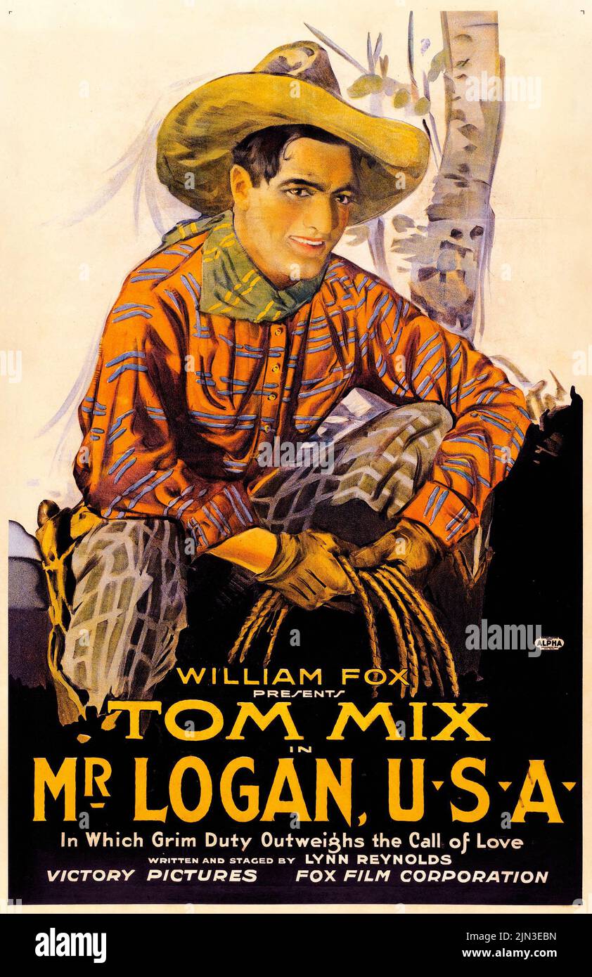 Vintage movie poster - Tom Mix - Mr. Logan, U.S.A. (Fox, 1919) Stock Photo