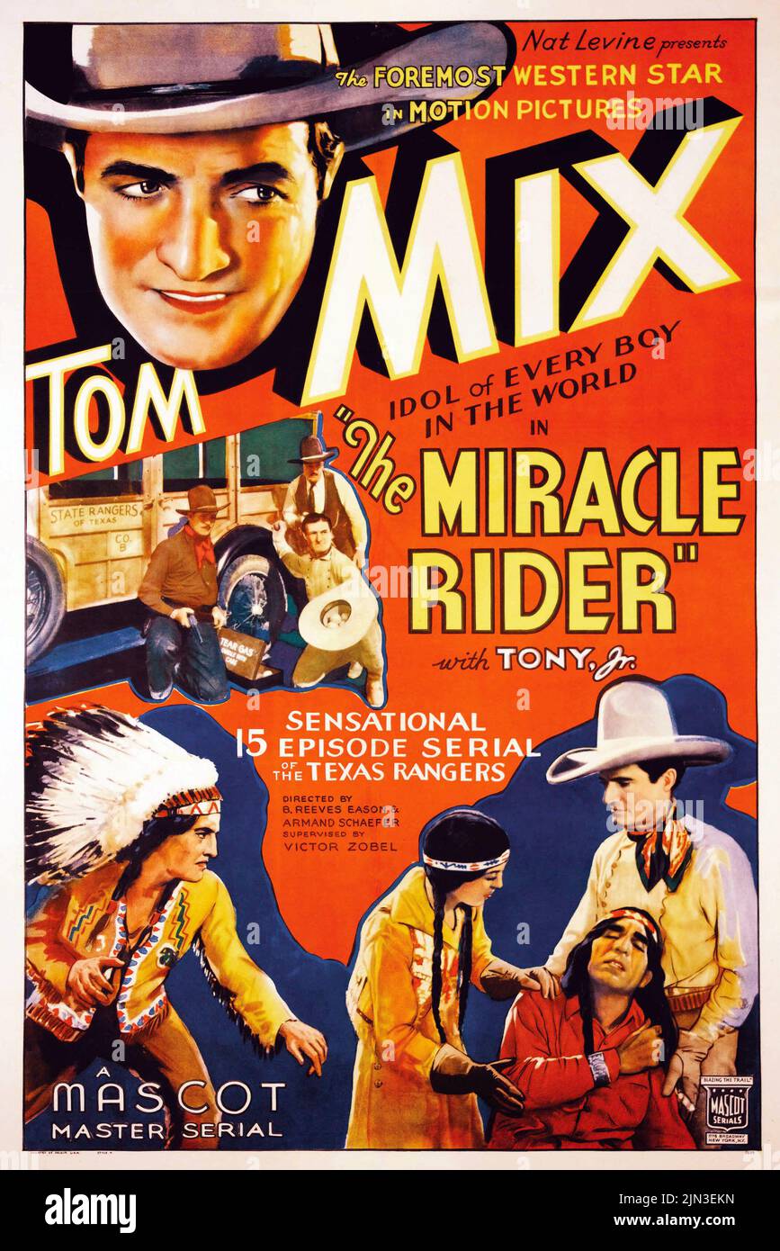Tom Mix The Miracle Rider (Mascot, 1935) Western vintage film poster Stock Photo