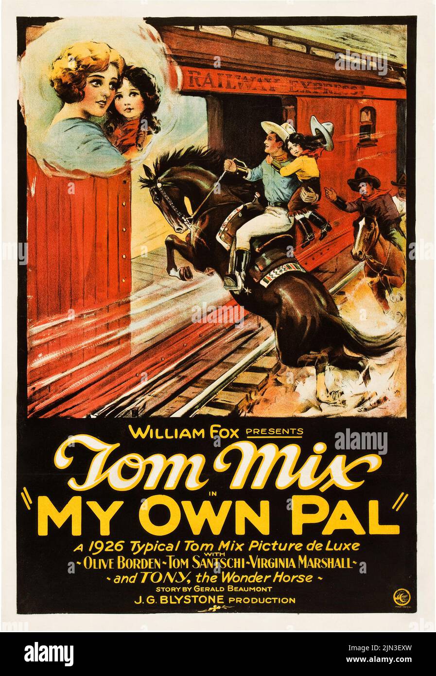 Vintage movie poster for the 1926 film My Own Pal starring Tom Mix Stock Photo
