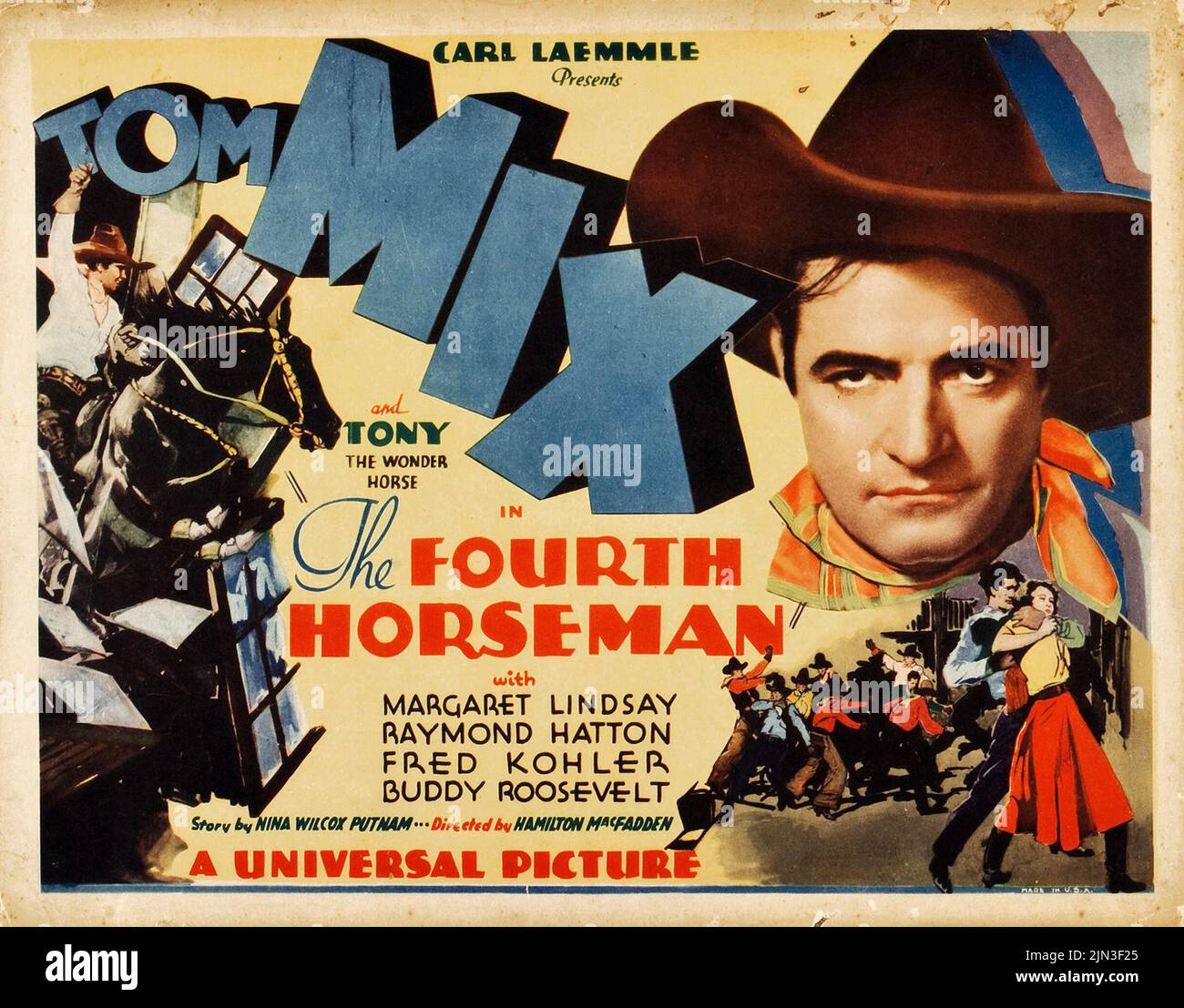 TOM MIX - The Fourth Horseman (Universal, 1932). Lobby Card. Stock Photo