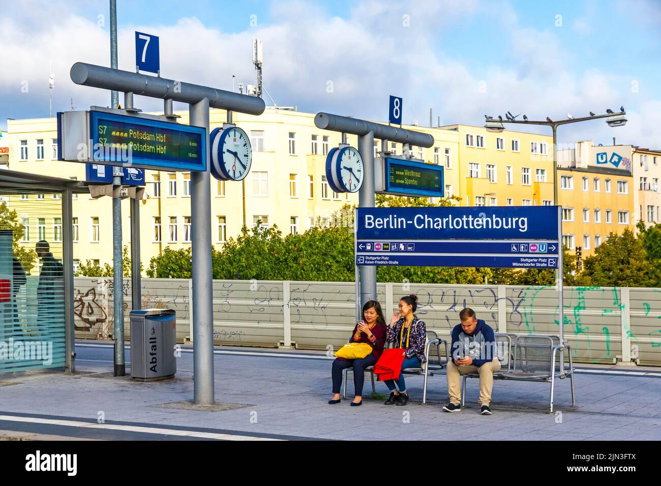 Berlin, Germany - September 15, 2019: People waiting train at Berlin-Charlottenburg railway station in Berlin. Station served by S3,S5,S7 and S9 lines Stock Photo