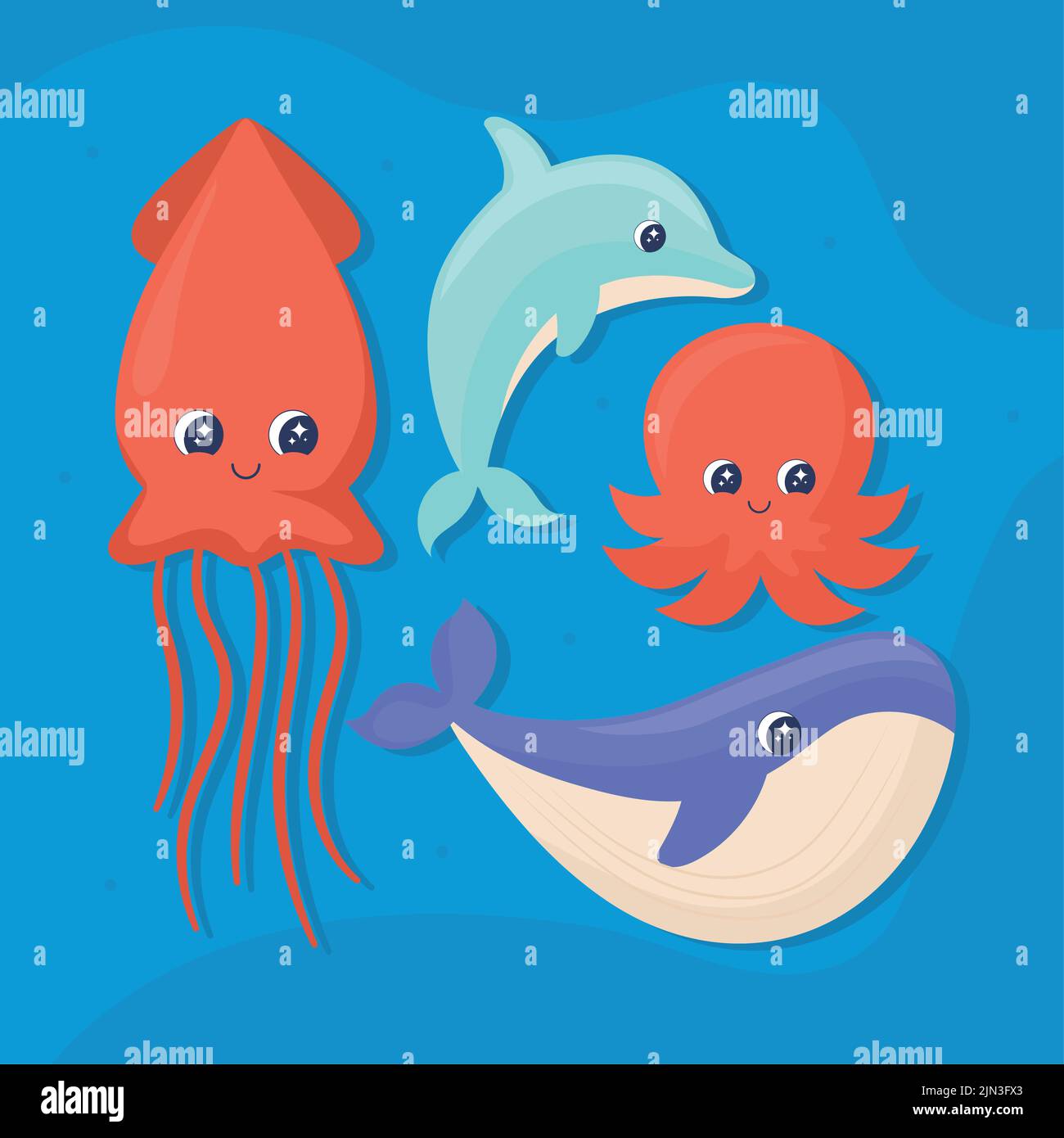 cute sea life animals Stock Vector Image & Art - Alamy