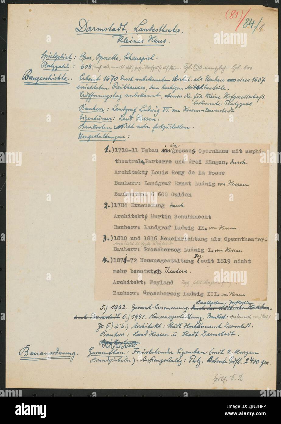 Louis Remy de la Fosse (16591726, as an architect) Landgrage Opera