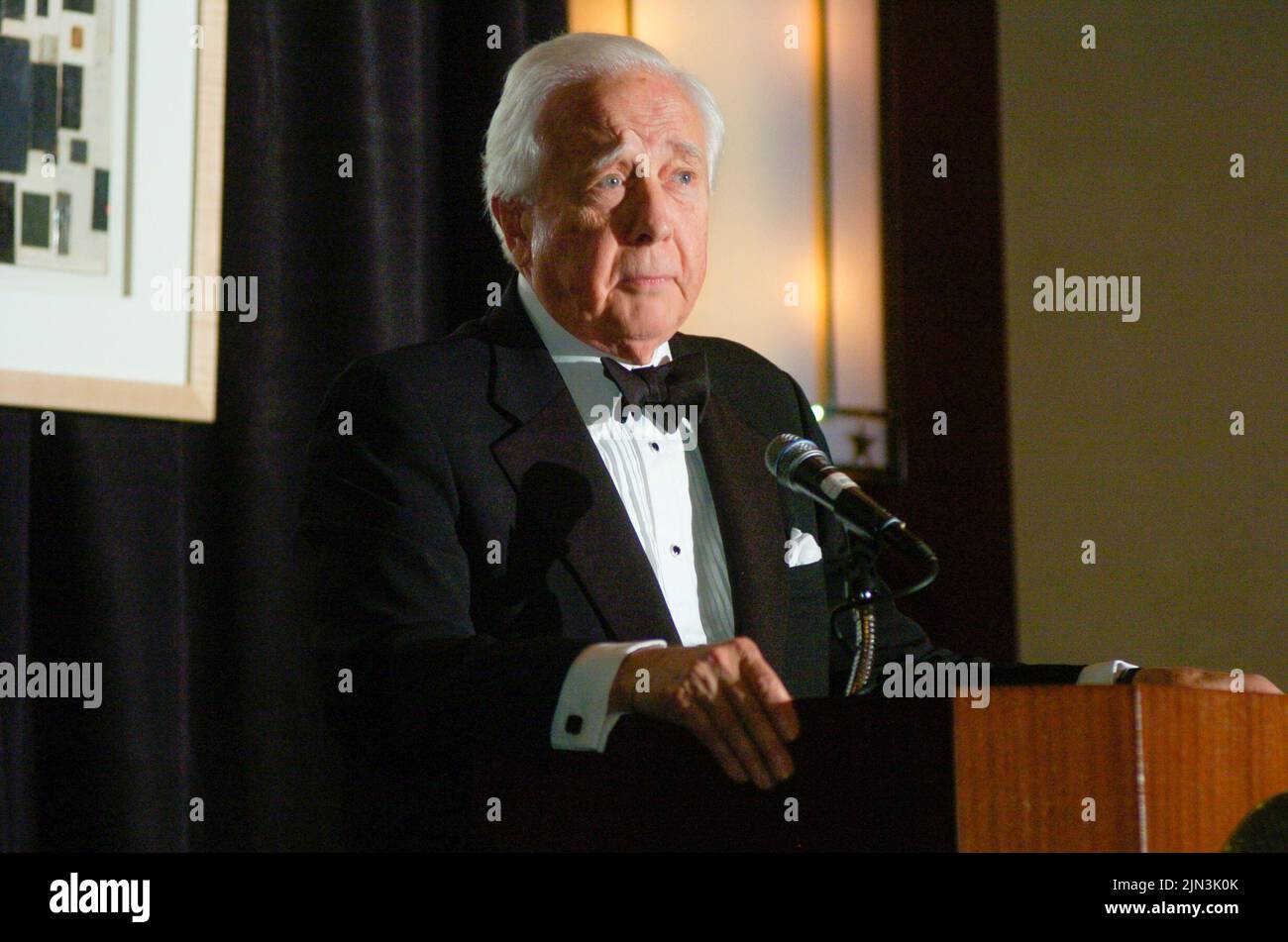 Author DAVID MCCULLOUGH, two-time Pulitzer Prize and National Book Award winner, whose best-selling biographies of Harry Truman and John Adams made him one of America’s most popular and acclaimed historians, died on Aug. 7, 2022, at age 89. McCullough, who won the prizes for biographies on Truman (1992) and Adams (2001), is pictured speaking at the 2005 Texas Book Festival gala, when he was a featured author at the event in Austin. ©Bob Daemmrich Stock Photo