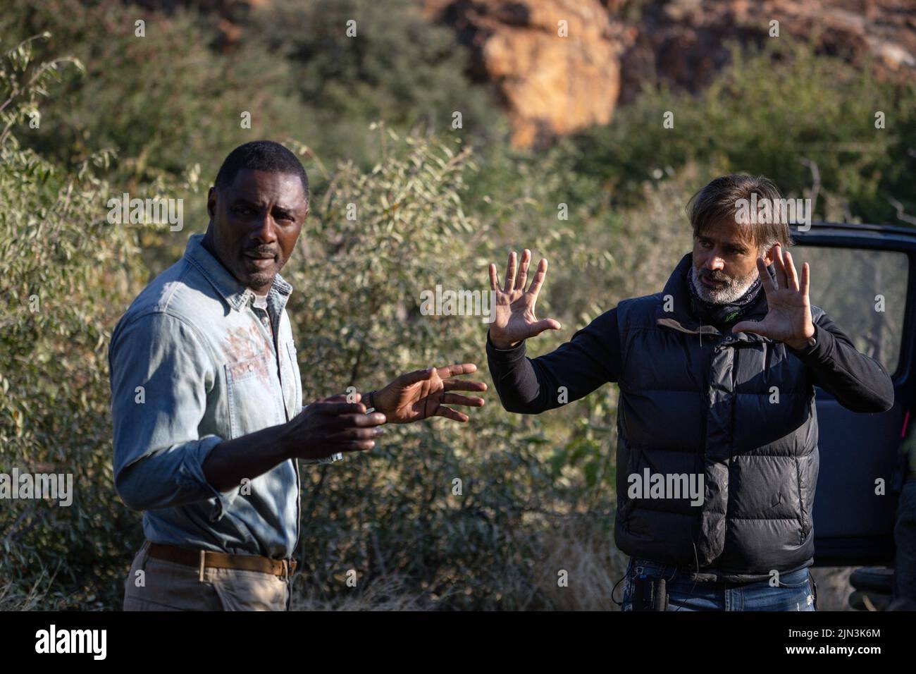 BEAST, from left: Idris Elba, director Baltasar Kormakur, on set, 2022 ...