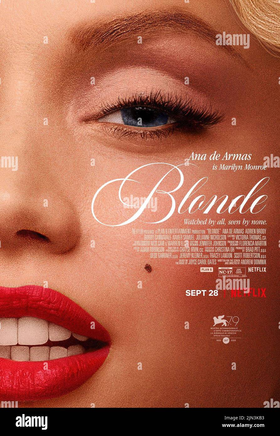BLONDE, US poster, Ana de Armas as Marilyn Monroe, 2022. © Netflix / Courtesy Everett Collection Stock Photo