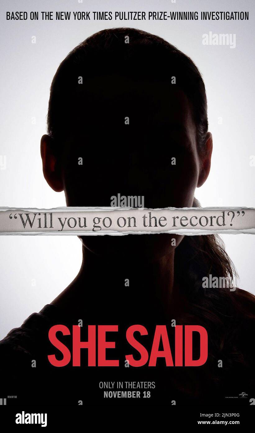SHE SAID, advance poster, 2022. © Universal Pictures / courtesy Everett Collection Stock Photo