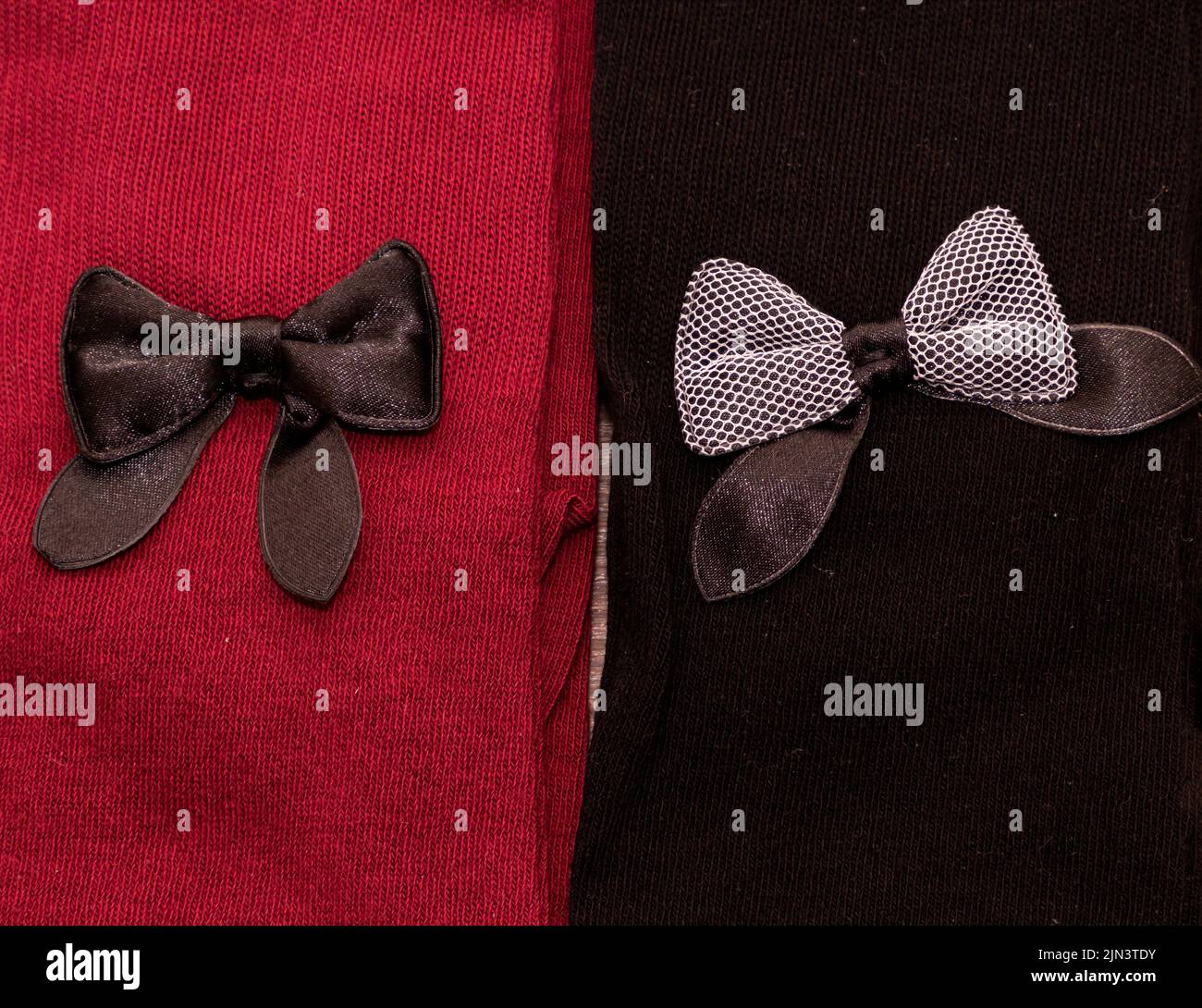 Decorative bows on retro cotton socks clothing accessory Stock Photo