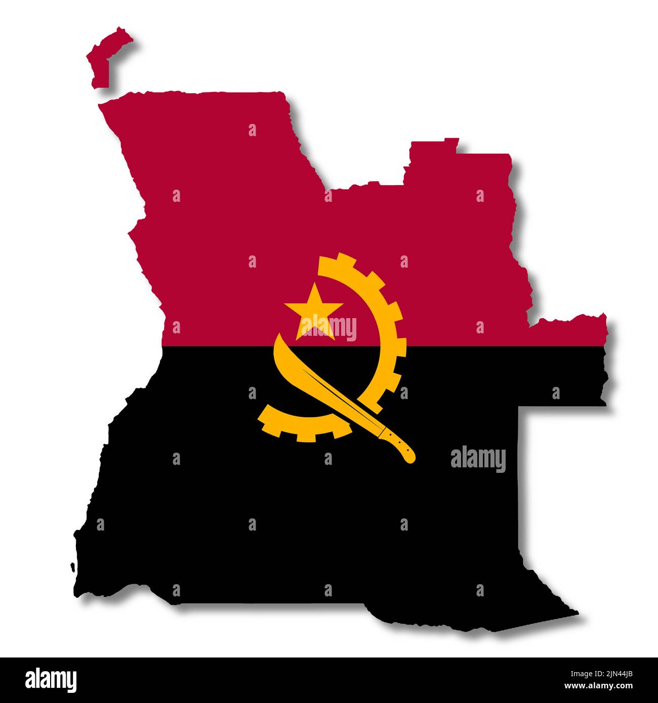 Angola flag map on white background 3d illustration with clipping path Stock Photo