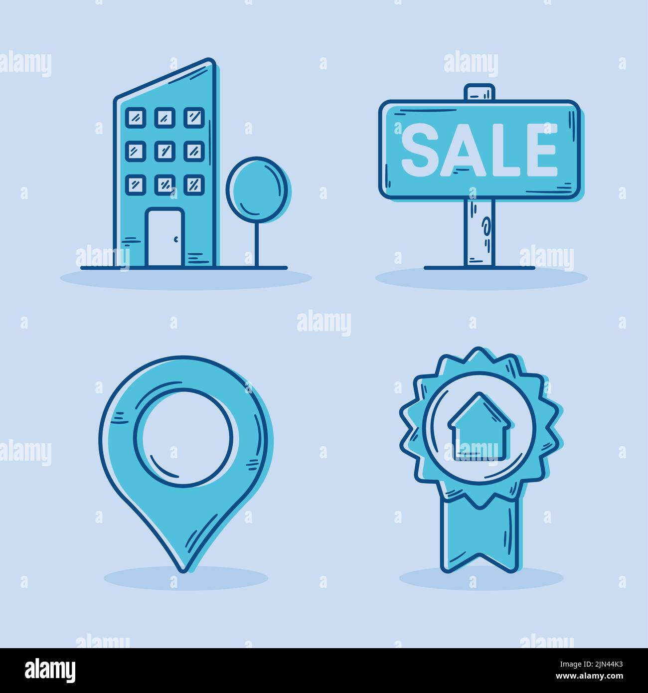 real estate set four items Stock Vector