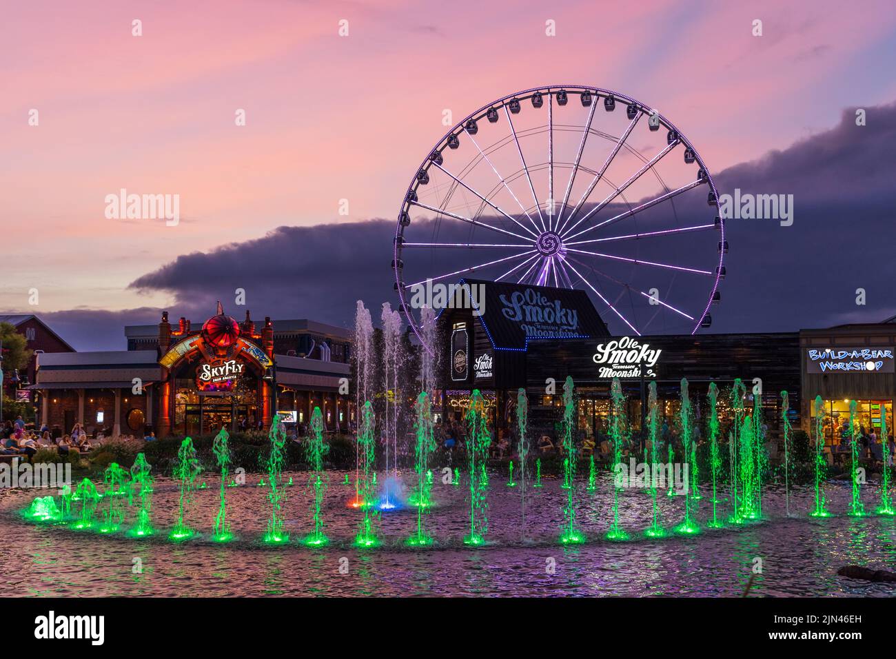 The Island in Pigeon Forge features stores, wineries, distilleries, and rides for all ages. Stock Photo