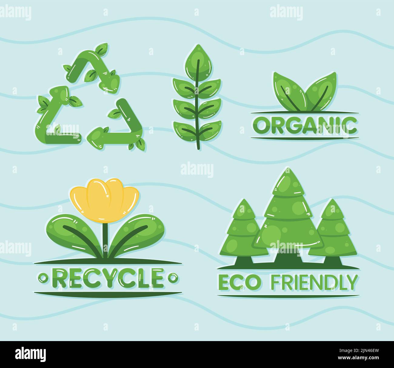 five eco friendly set icons Stock Vector