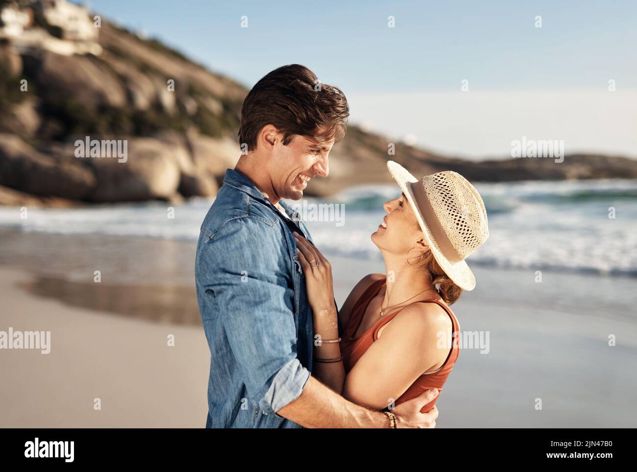 Good vibes and tan lines is what this day is all about. a middle aged couple spending the day at the beach. Stock Photo