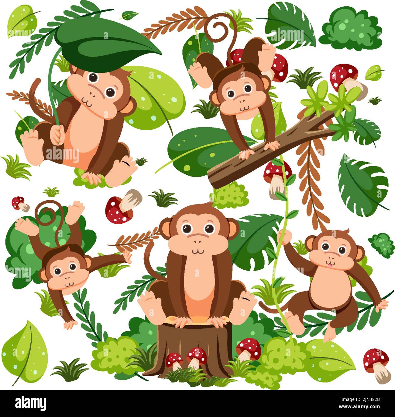Cute monkey seamless pattern illustration Stock Vector Image & Art - Alamy