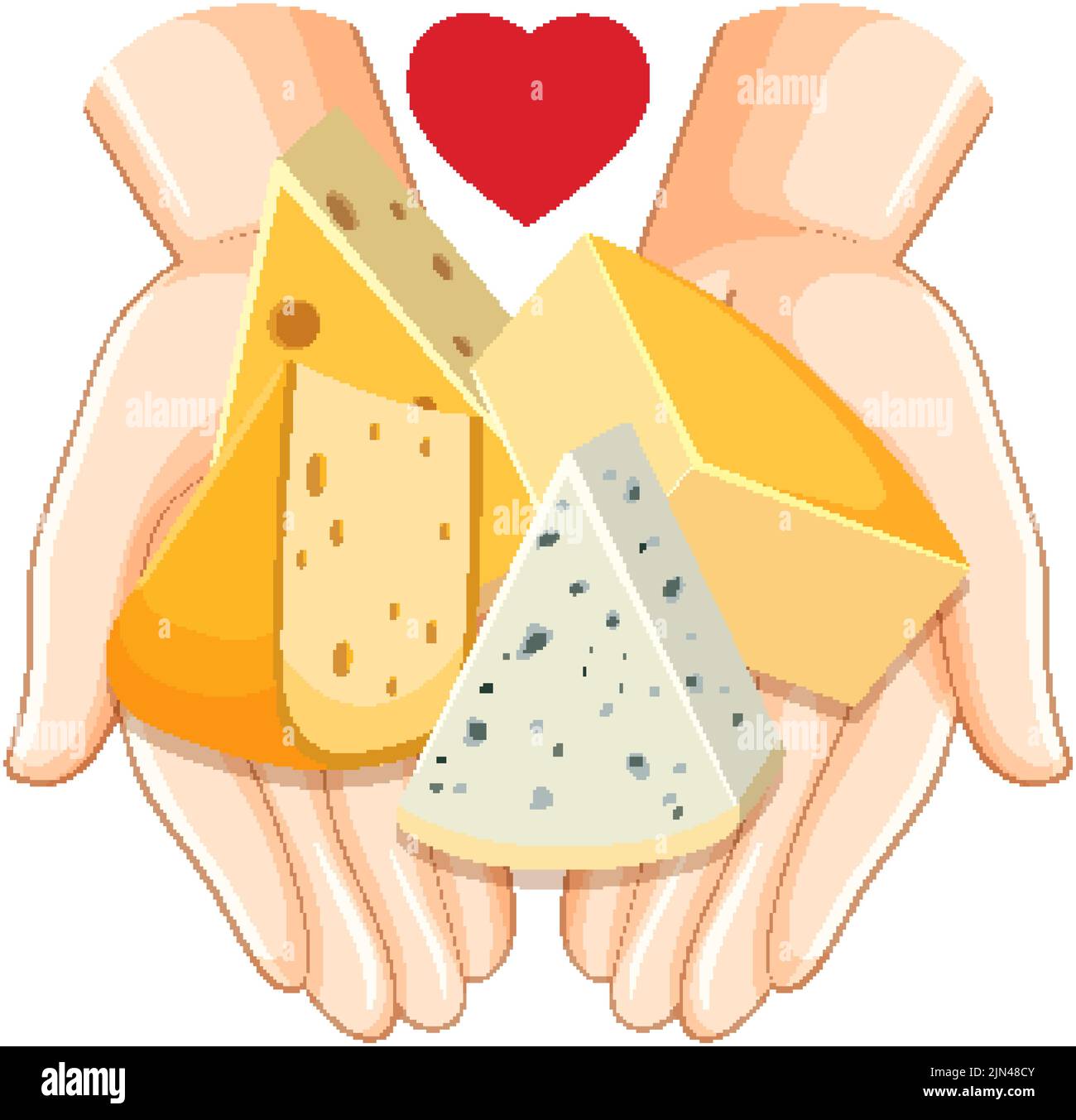 Four different cheeses on hand illustration Stock Vector Image &amp; Art ...