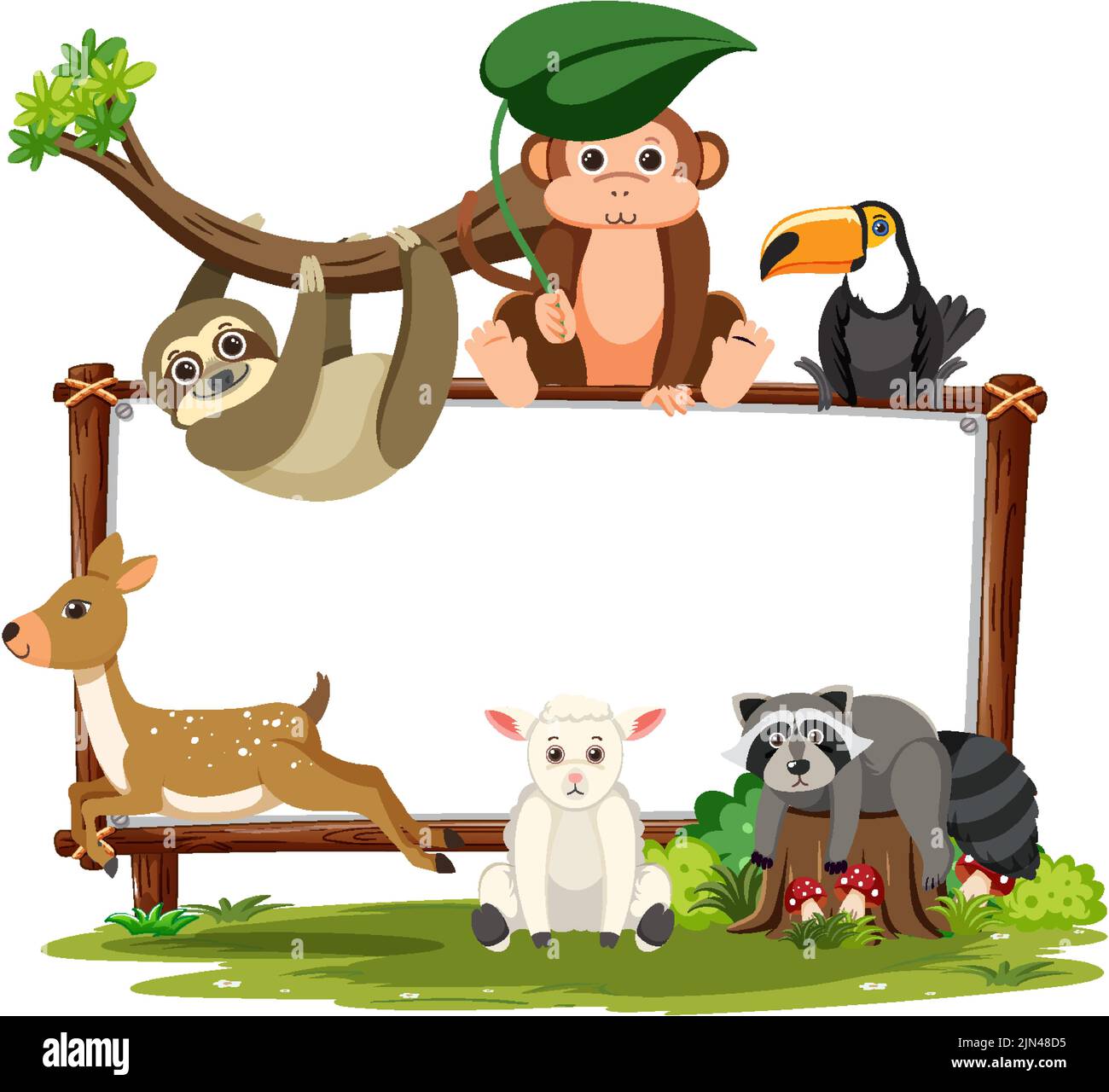 Blank board with wild animals illustration Stock Vector Image & Art - Alamy