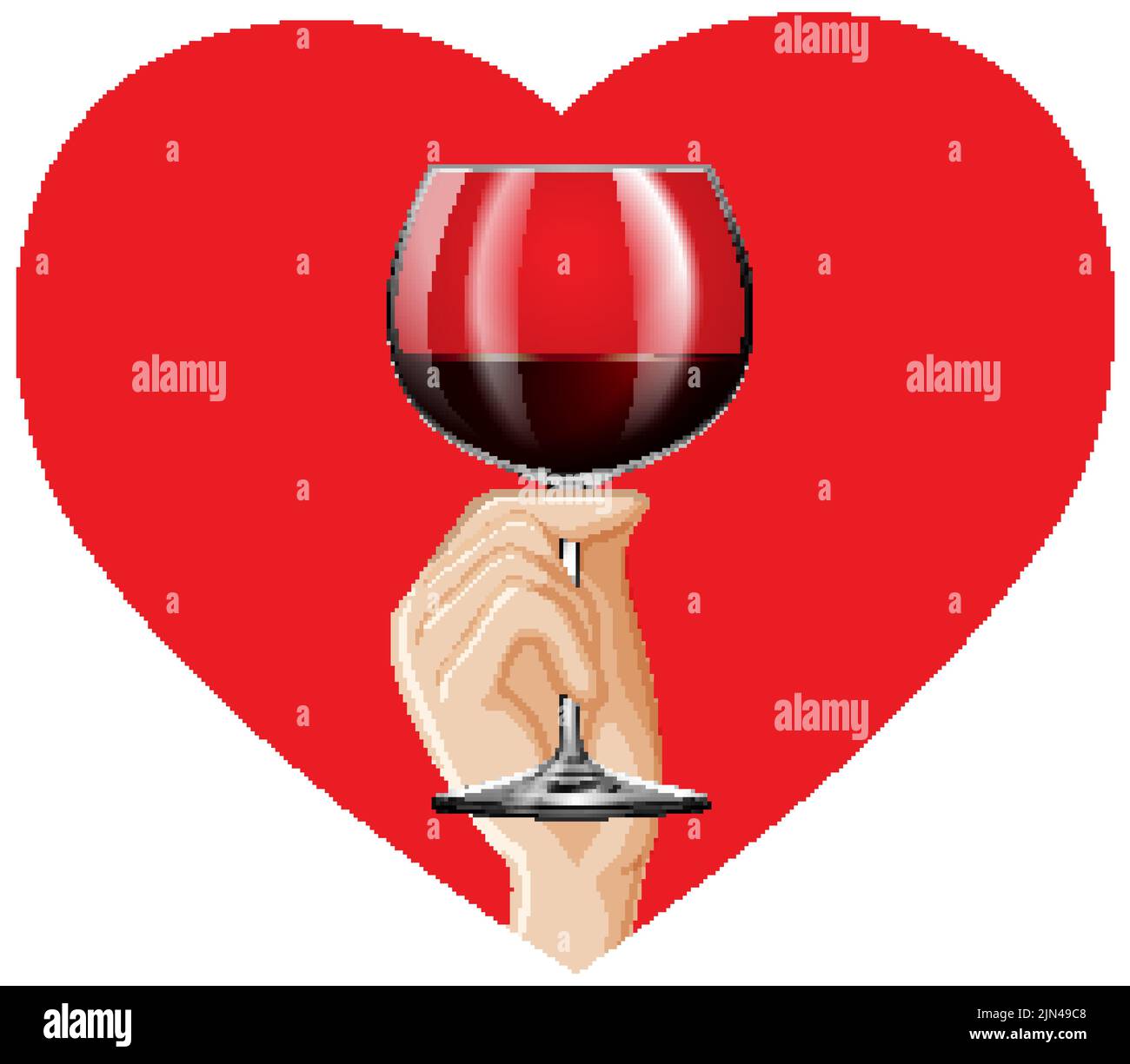 Wine glass on red heart illustration Stock Vector Image & Art - Alamy
